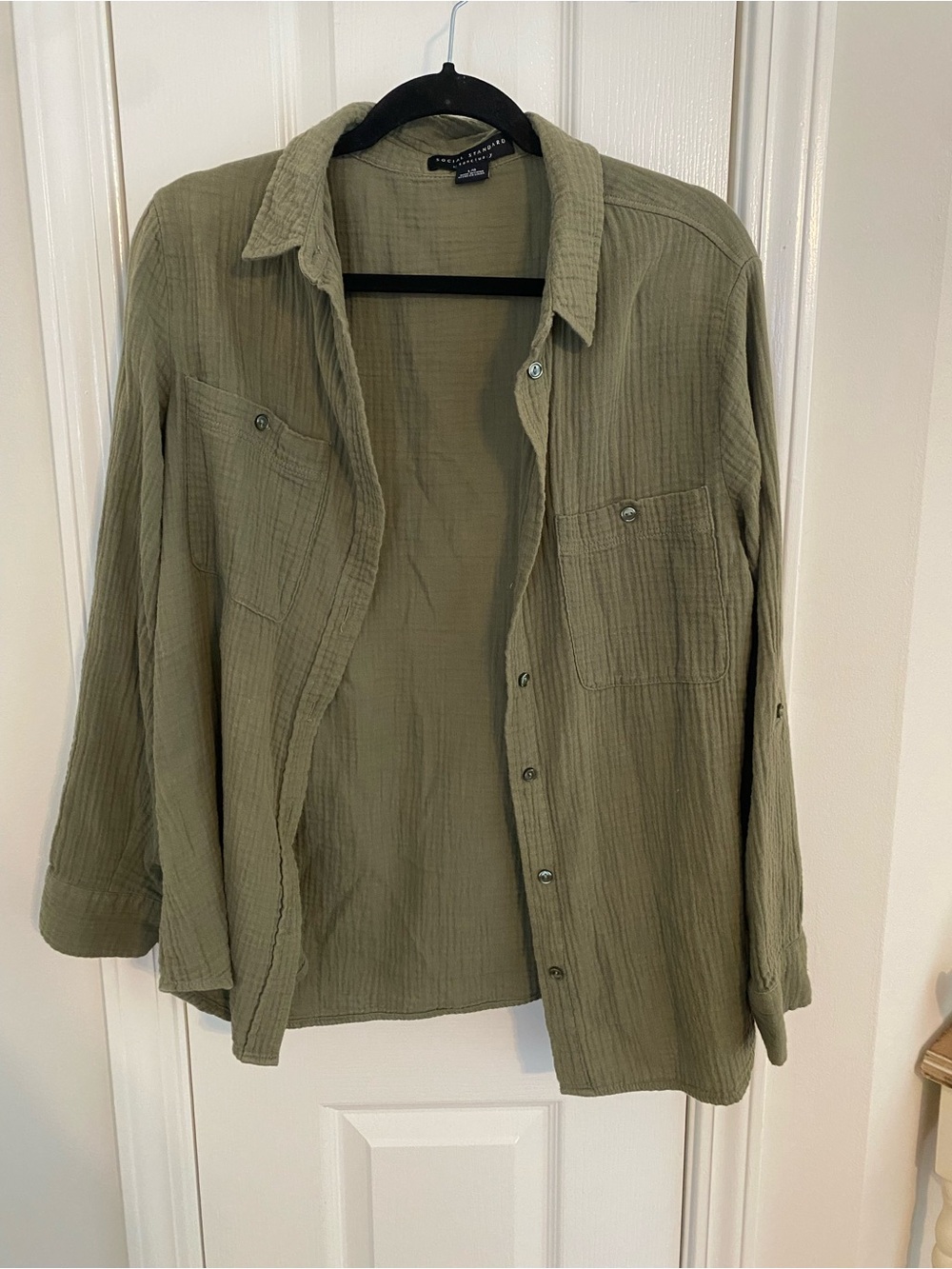 Lightweight Button-Down Shirt in Olive Green by Sanctuary